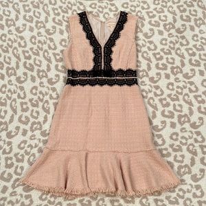 Rebecca Taylor. Tan Dress With Black Lace Design. Great Condition. Size 4.